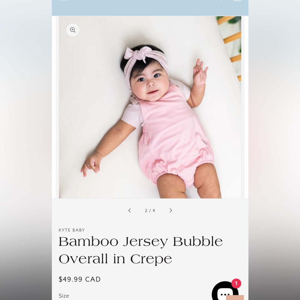 Kyte BABY BNWOT Bamboo Jersey Bubble Overall in Crepe.